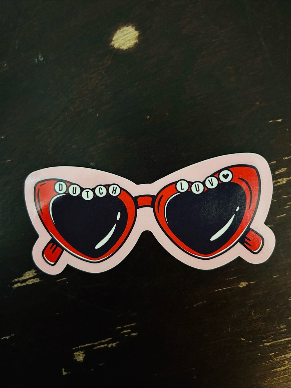 Dutch Bros Dutch love red heart sunglasses sticker